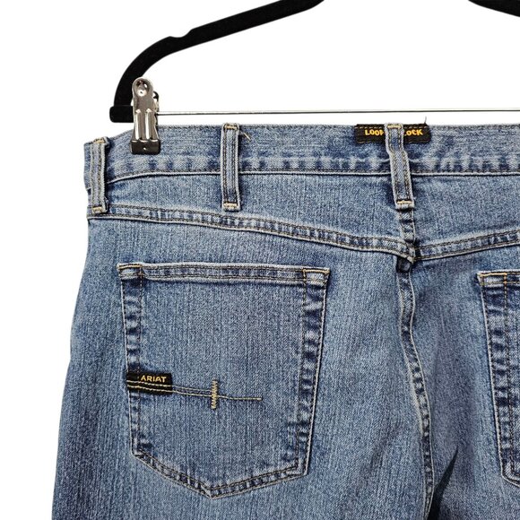 Ariat Rebar M4 Relaxed Bootcut DuraStretch Basic Western Blue Jeans - Picture 9 of 16